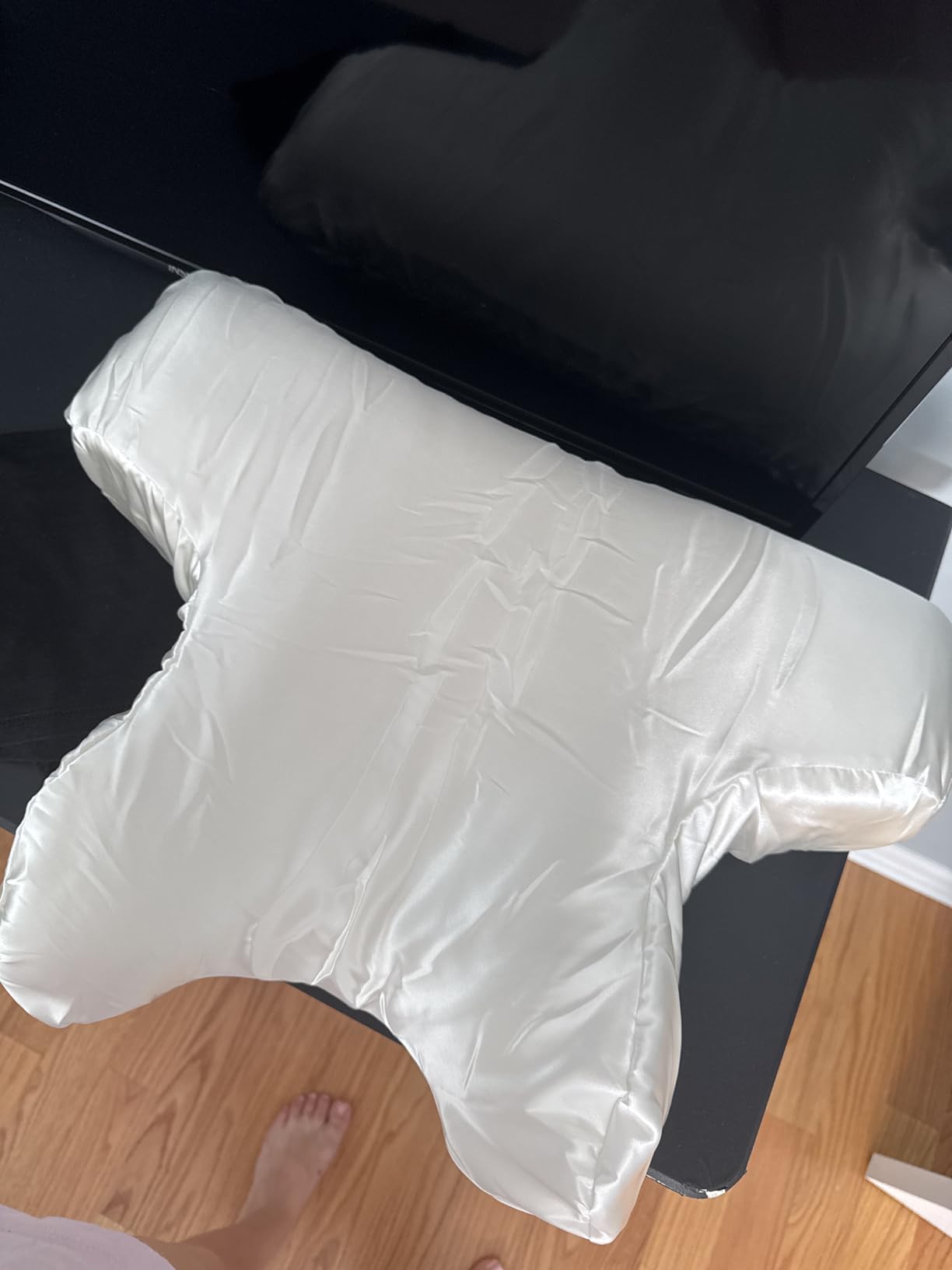 Satin Dual Side Beauty Pillow. Anti Wrinkle and Anti Aging. Memory Foam for Neck and Shoulder Pain for Back and Side Sleepers. customer photo 2