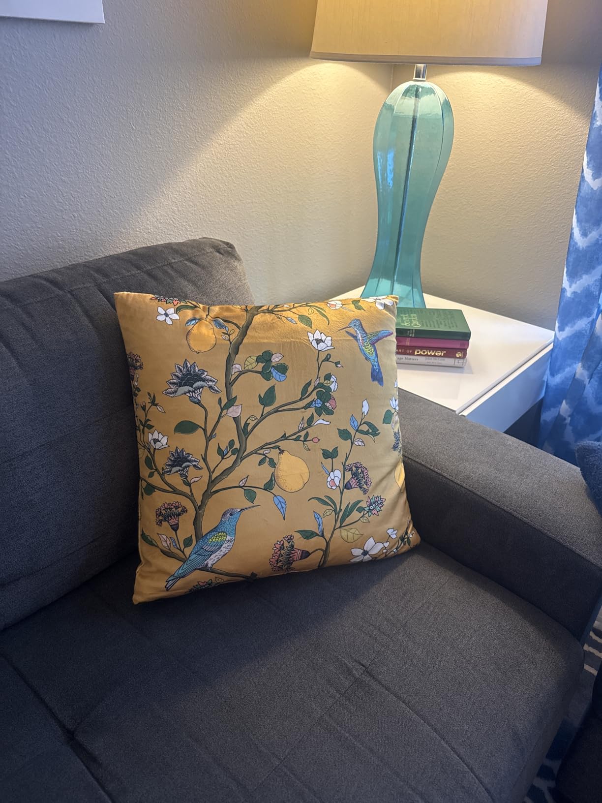 MUSSEL Mustard Yellow Floral Decorative Pillow Covers 18x18 Set of 2 | Soft Velvet, Wild Flower Plant Throw Pillows Case, Colorful Farmhouse Cushion Covers customer photo 1
