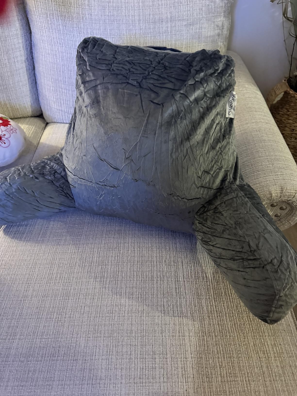 Reading Pillow with Adjustable Memory Foam,Adult Backrest with Arms, Back Pillow for Sitting in Bed with Washable Cover- Large, Gray customer photo 1