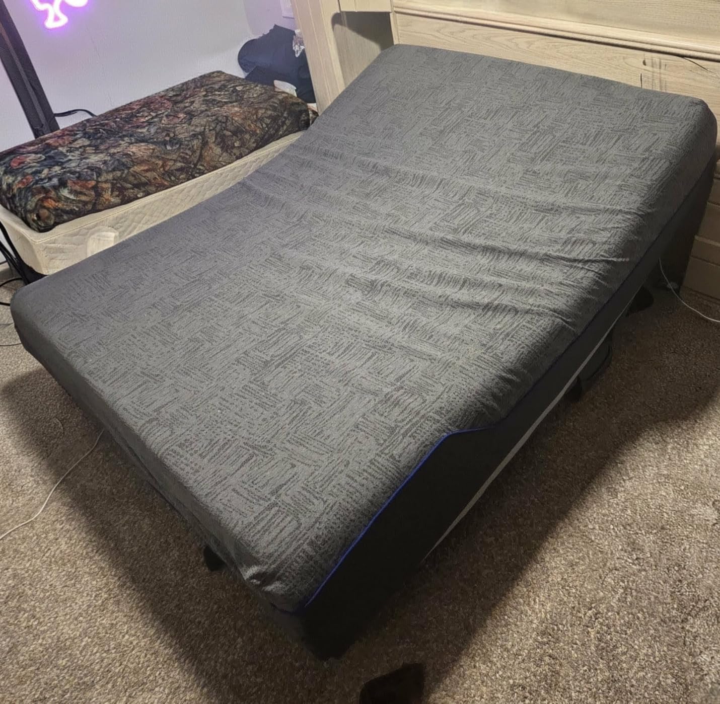 Amada Queen Adjustable Bed Frame and 14 Inch Cooling Gel Memory Foam Mattress Set, Massage, Head & Foot Incline, Wireless Remote, USB Ports, LED Night Light, Medium Firm Support customer photo 2