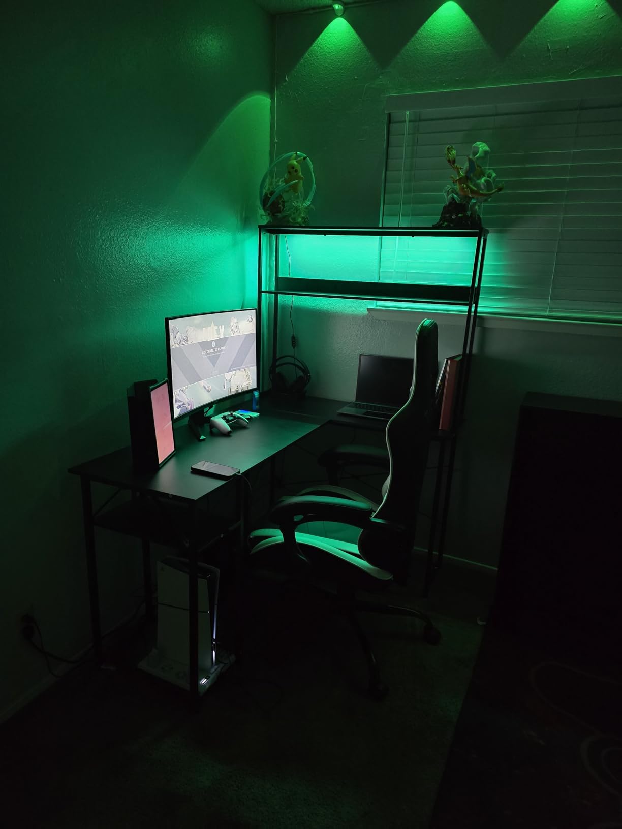 ODK 53 Inch L Shaped Gaming Desk with Hutch & Headphone Hook | Black Corner Computer Table with LED light & Storage Shelves for Home Office customer photo 1