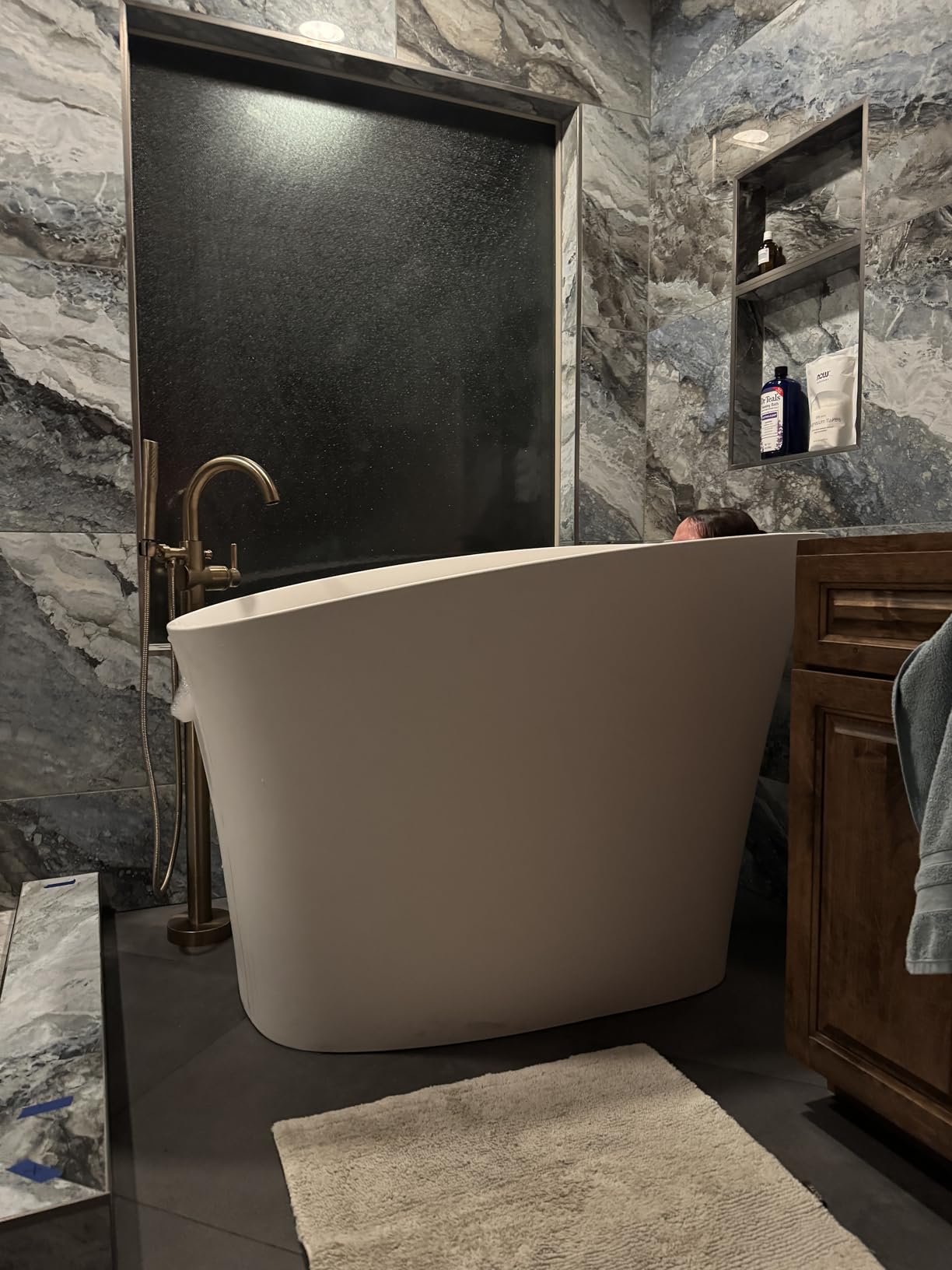 47 Inch Japanese Soaking Bathtub, Solid Surface Stone Resin Matte White customer photo 1