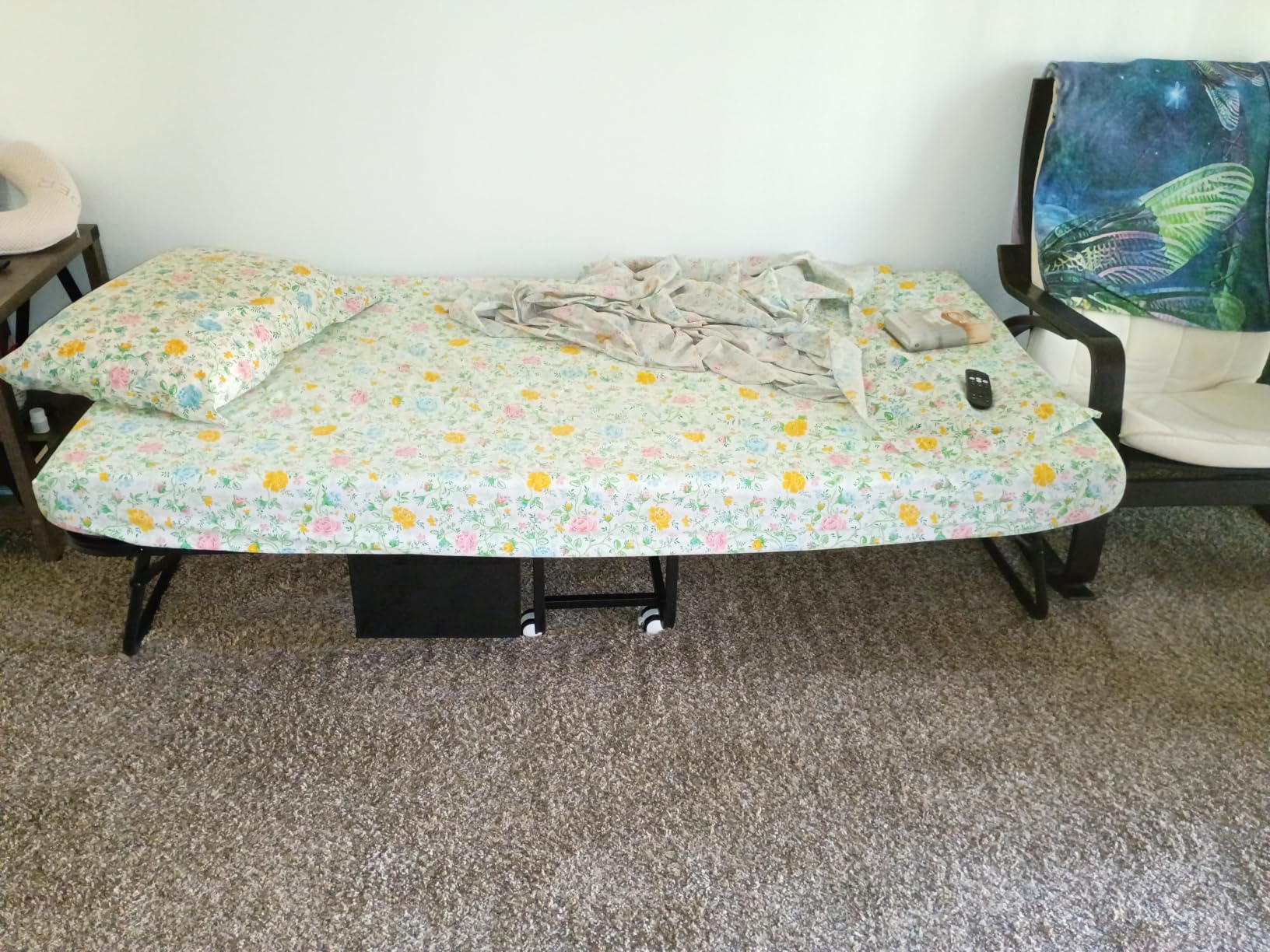 Decofy Folding Bed with Memory Foam Mattress, Portable Rollaway Guest Beds on Wheels, 75