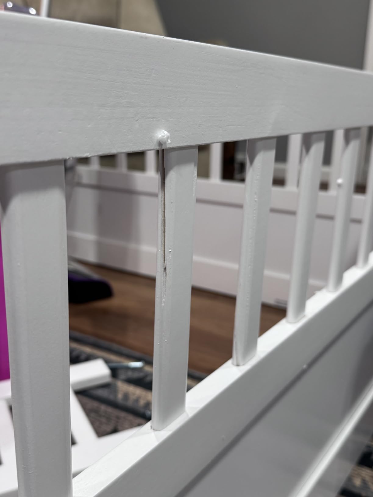 Twin Toddler Floor Bed with High Rails, Wooden Montessori Bed Frame with Light and Storage Shelf, Twin Size Bed Frame for Kids, Boys and Girls, White customer photo 2