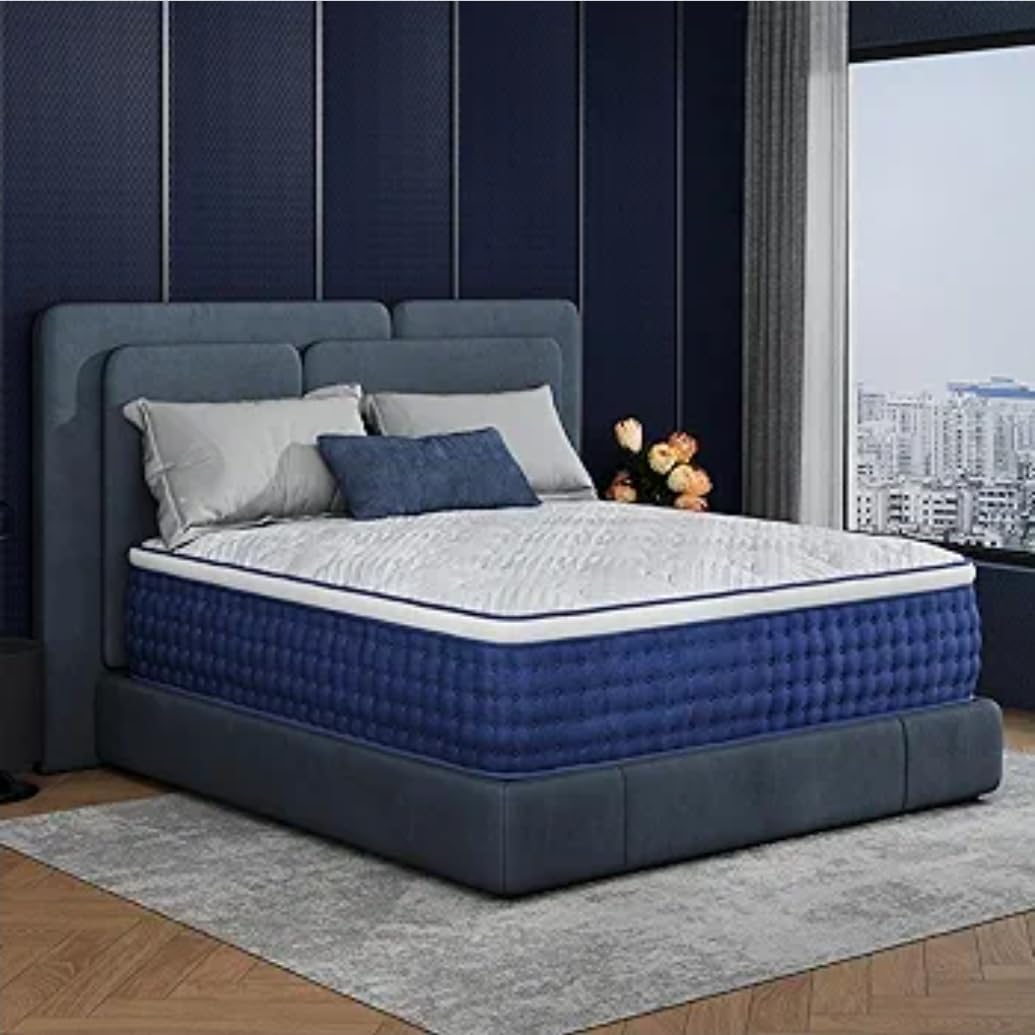CH CHARME HOUSE Queen Mattress, 14 Inch Hybrid Queen Size, Medium Feel, Individual Pocket Springs, Fiberglass Free Bed Mattress, Extra Edge Support, Pressure Relief, CertiPUR-US, Blue customer photo 2