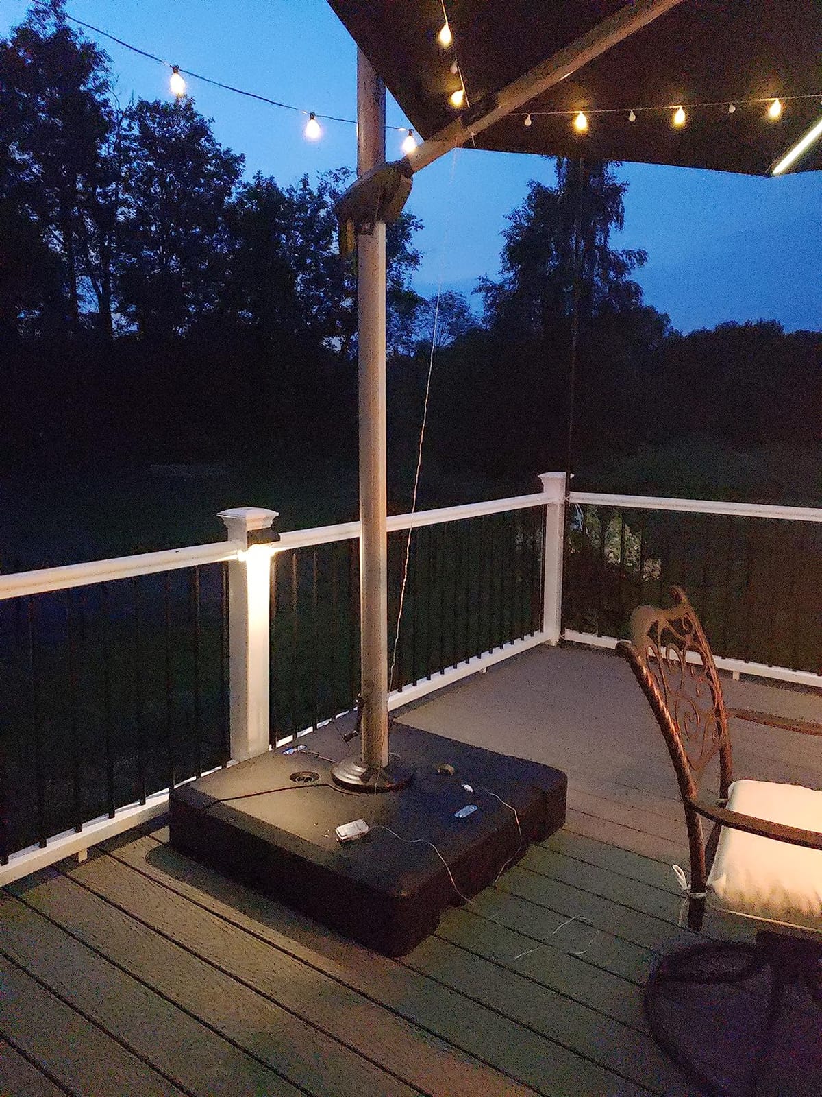 PURPLE LEAF Cantilever Umbrella 9' X 12' Solar LED Light Patio Deck, Beige customer photo 2