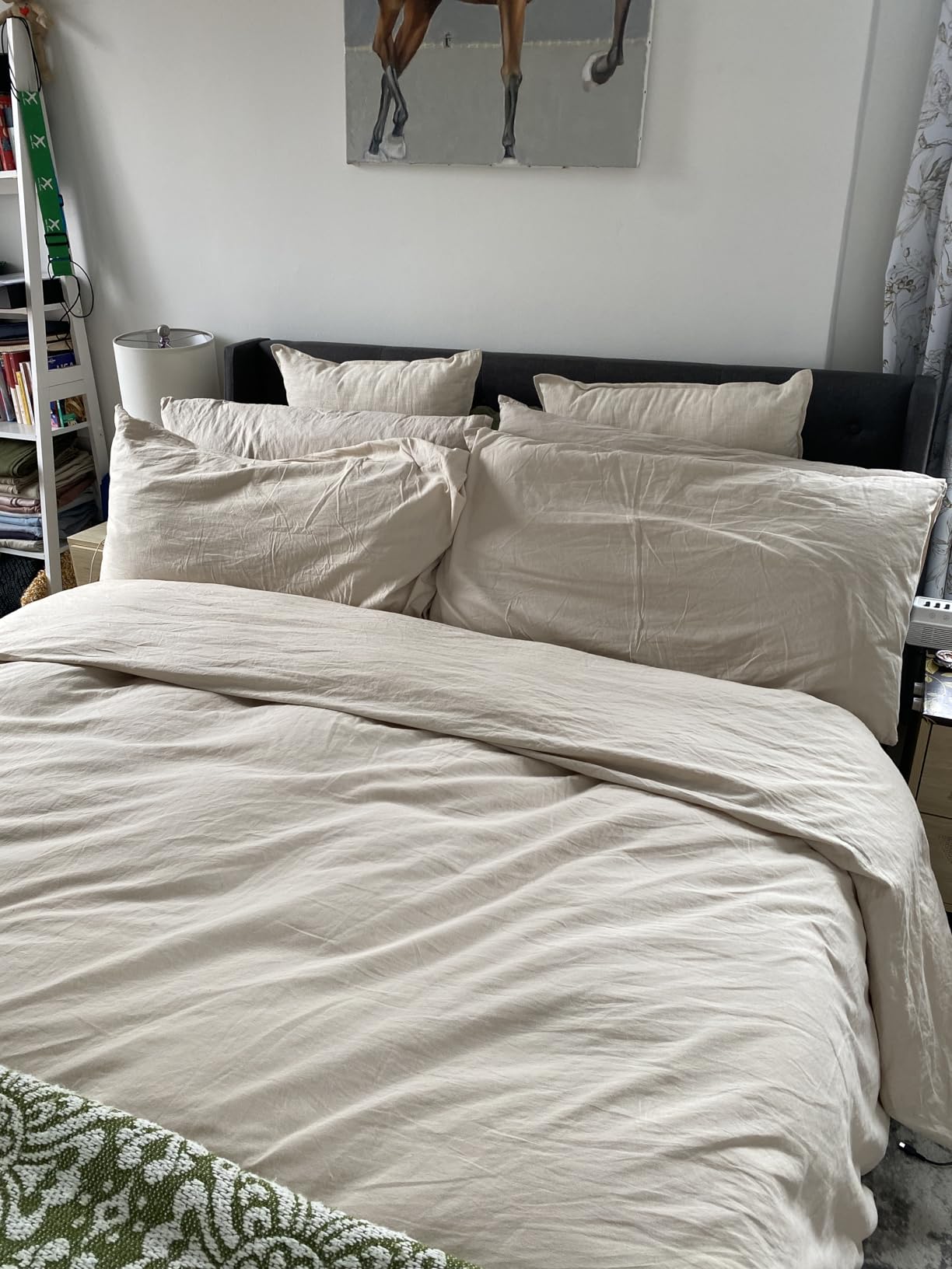 LBRO2M 100% French Linen Duvet Cover Set 3Pcs, Comforter Cover King Size | 1 Breathable Duvet Cover with Zipper Closure 4 Corner Ties, 2 Pillowcase, Durable, Cozy All Seasons, Linen Color customer photo 2