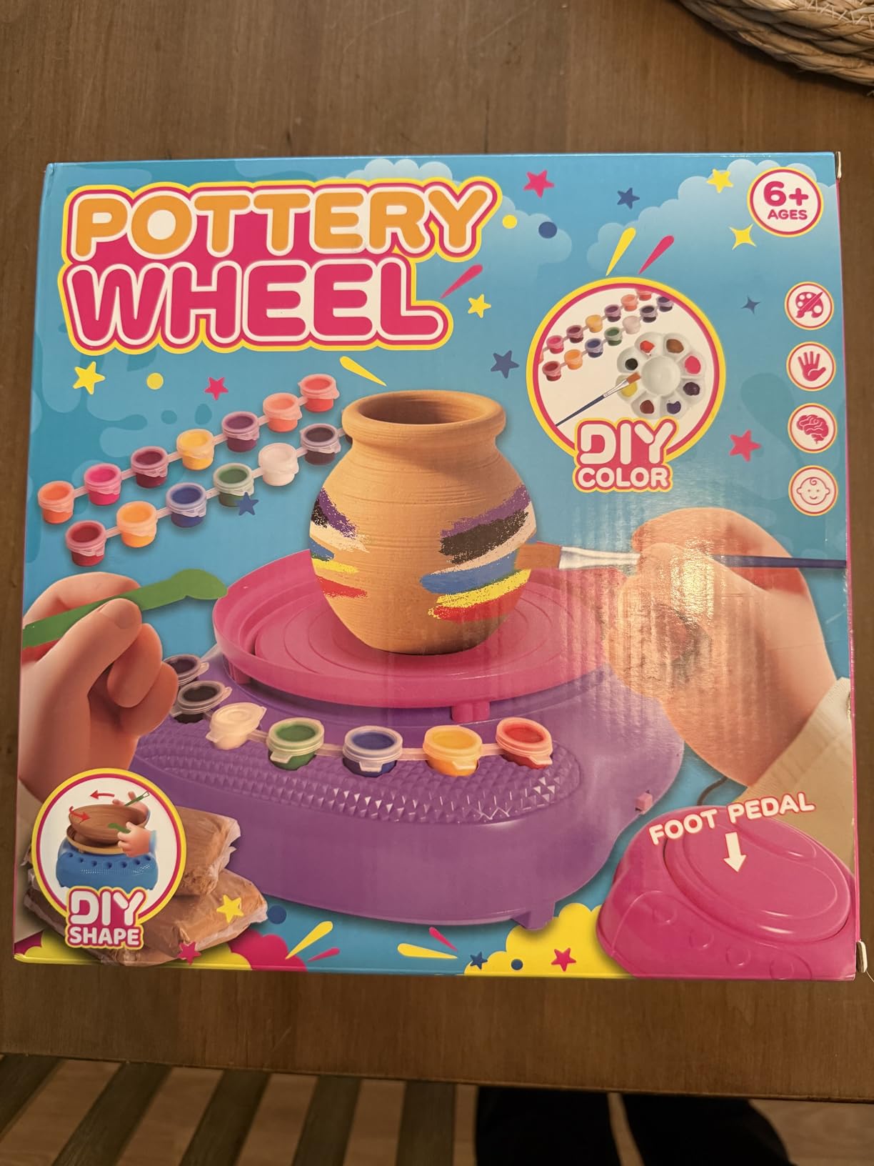Pottery Wheel for Kids with Air Dry Clay Kit, 12 Paints & Tools, Ages 6-12 customer photo 2