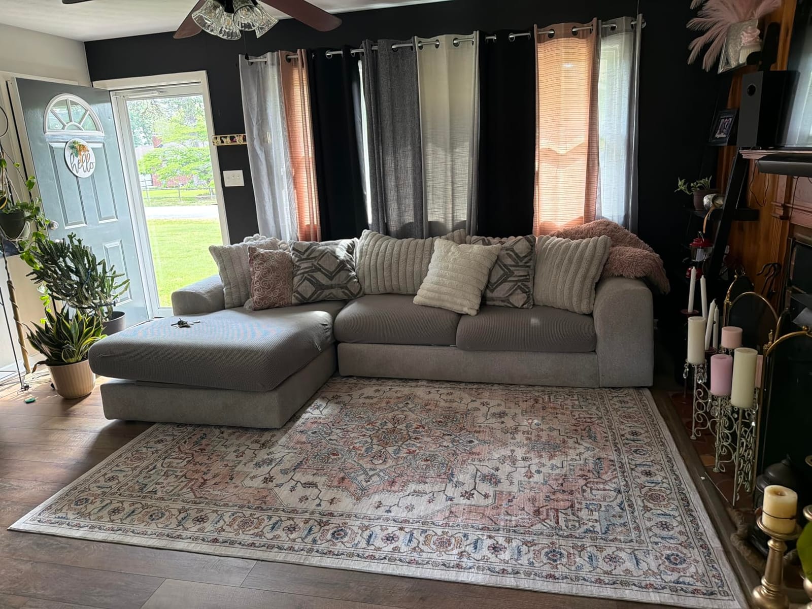 5x7 Area Rug for Living Room Soft Washable Vintage Boho Area Rug | Non-Slip, Retro Print, Low Pile, Stain Resistant, Washable Orange Gray Indoor Rug, for Bedroom, Dining Room, Nursery, Office customer photo 1