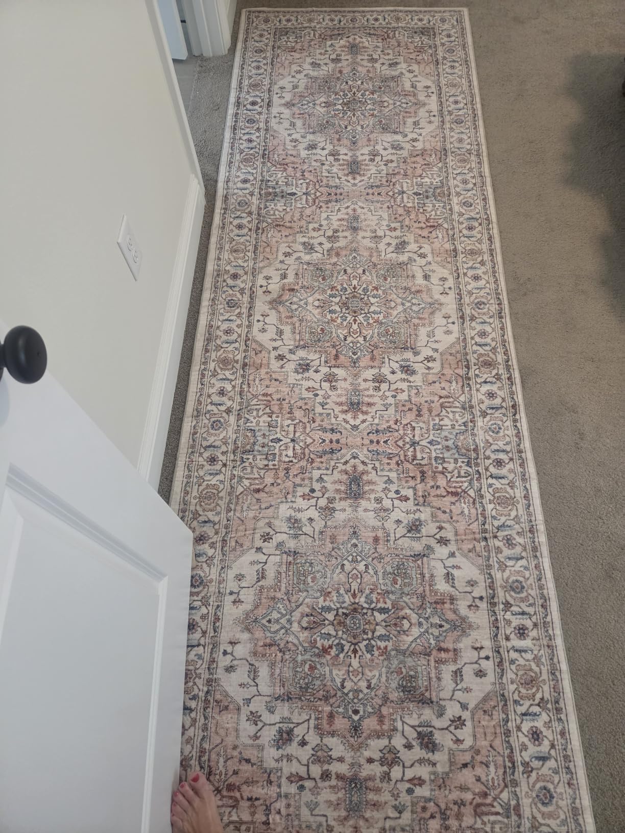 5x7 Area Rug for Living Room Soft Washable Vintage Boho Area Rug | Non-Slip, Retro Print, Low Pile, Stain Resistant, Washable Orange Gray Indoor Rug, for Bedroom, Dining Room, Nursery, Office customer photo 2