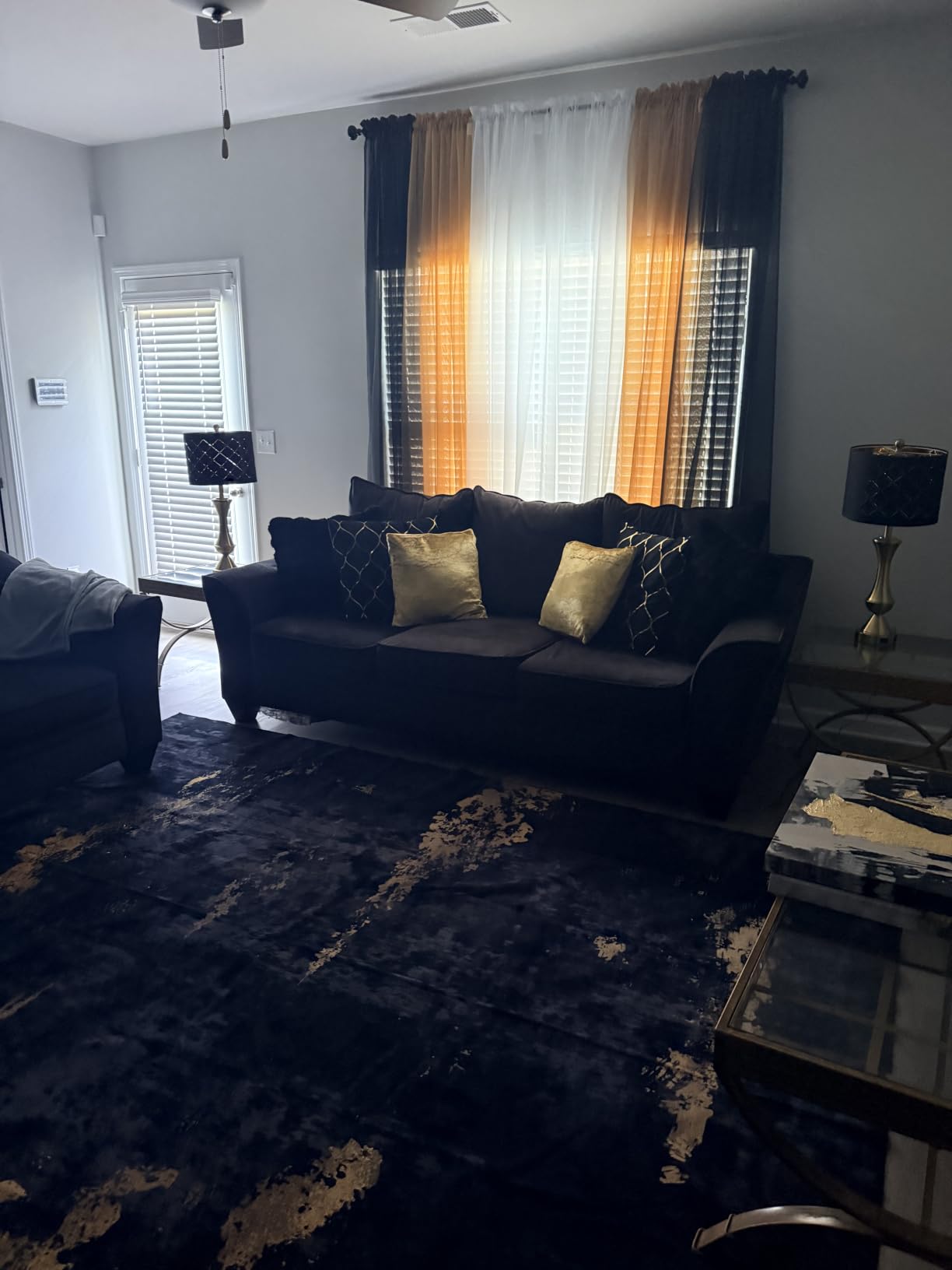 RELEANY Washable 5'x7' Abstract Area Rug for Living Room Black Gold | Carpet for Bedroom, Kitchen, Office, Hallway and Entryway, Printed Pattern, Non-Slip, Soft, Stain-Resistant, Easy to Clean customer photo 2
