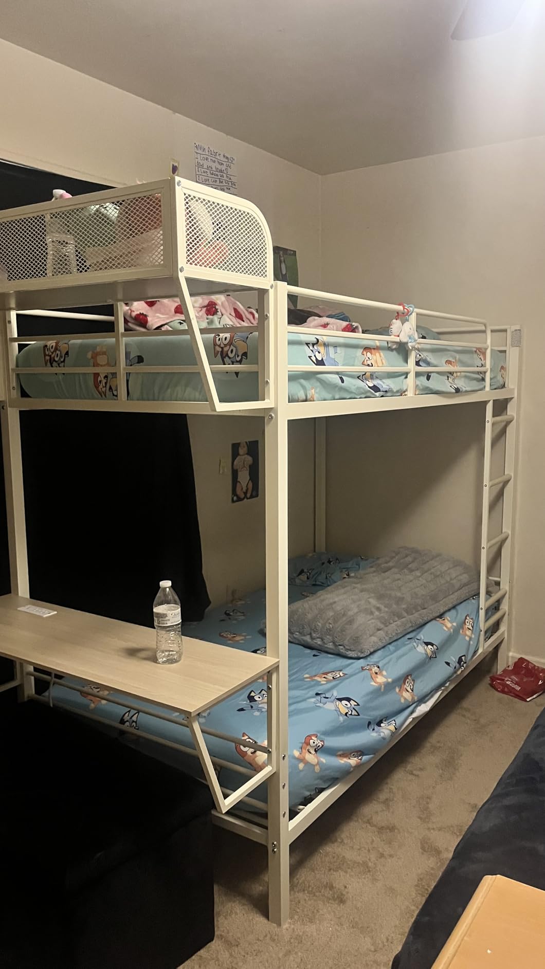 ONBRILL Bunk Bed Twin Over Twin, Metal Bunk Beds with Desk & Outlet, Black | Heavy-Duty Bunkbeds Frame with Safety Guardrail & Ladders, Upper Bed with Storage Rack, No Box Spring Needed, for Juniors customer photo 2