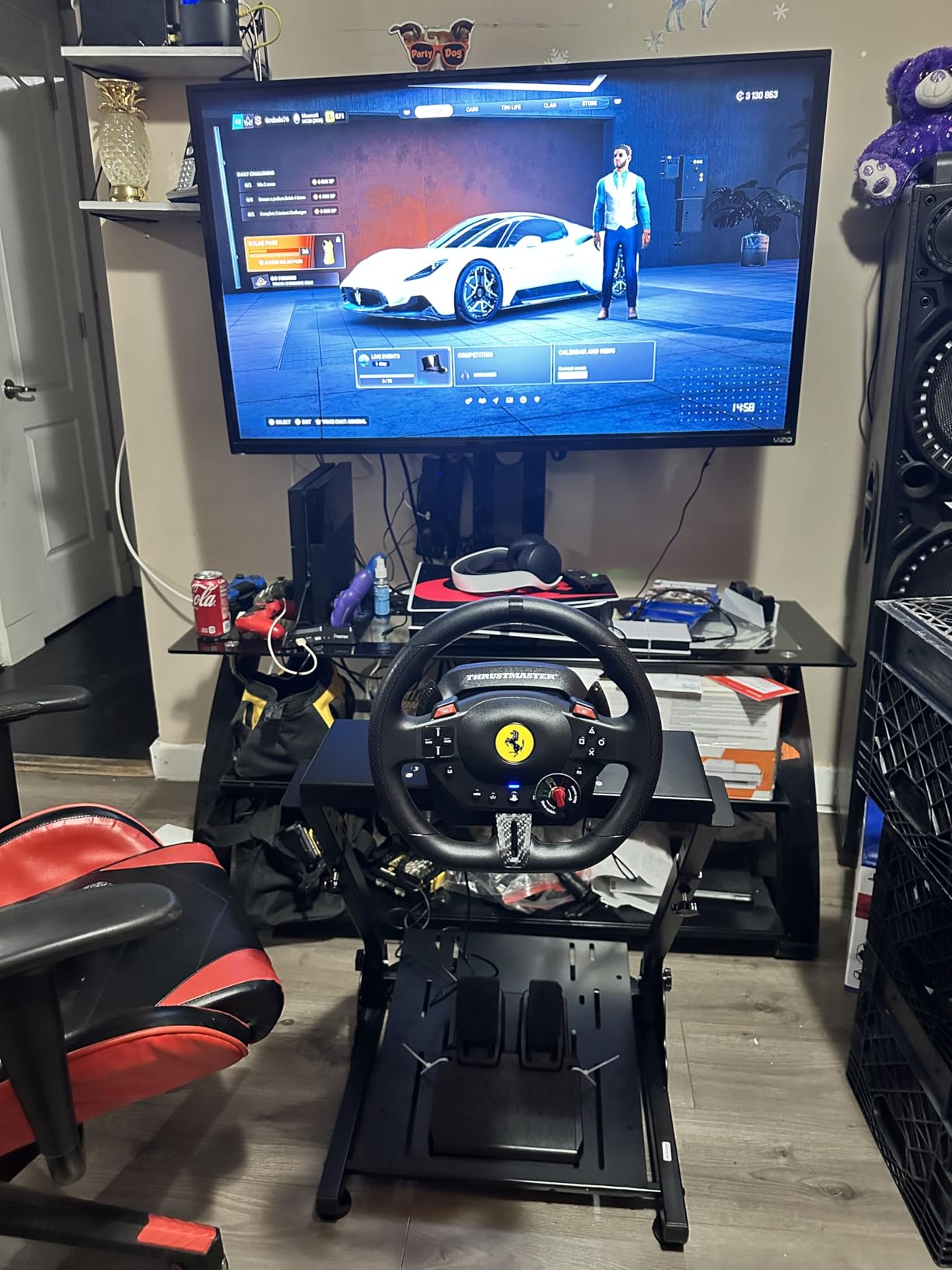 VEVOR Racing Wheel Stand, Adjustable & Foldable Simulator Stand for Logitech G29 G27 G920 G923, Thrustmaster T300RS T300GT T248 TS-PC TSXW Gaming Cockpit,Pedals Simulator NOT Included | Fit for Logitech G29 G27 G920 G923, Thrustmaster T300RS T300GT T248 TS-PC TSXW Gaming Cockpit, Pedals Simulator NOT Included customer photo 1