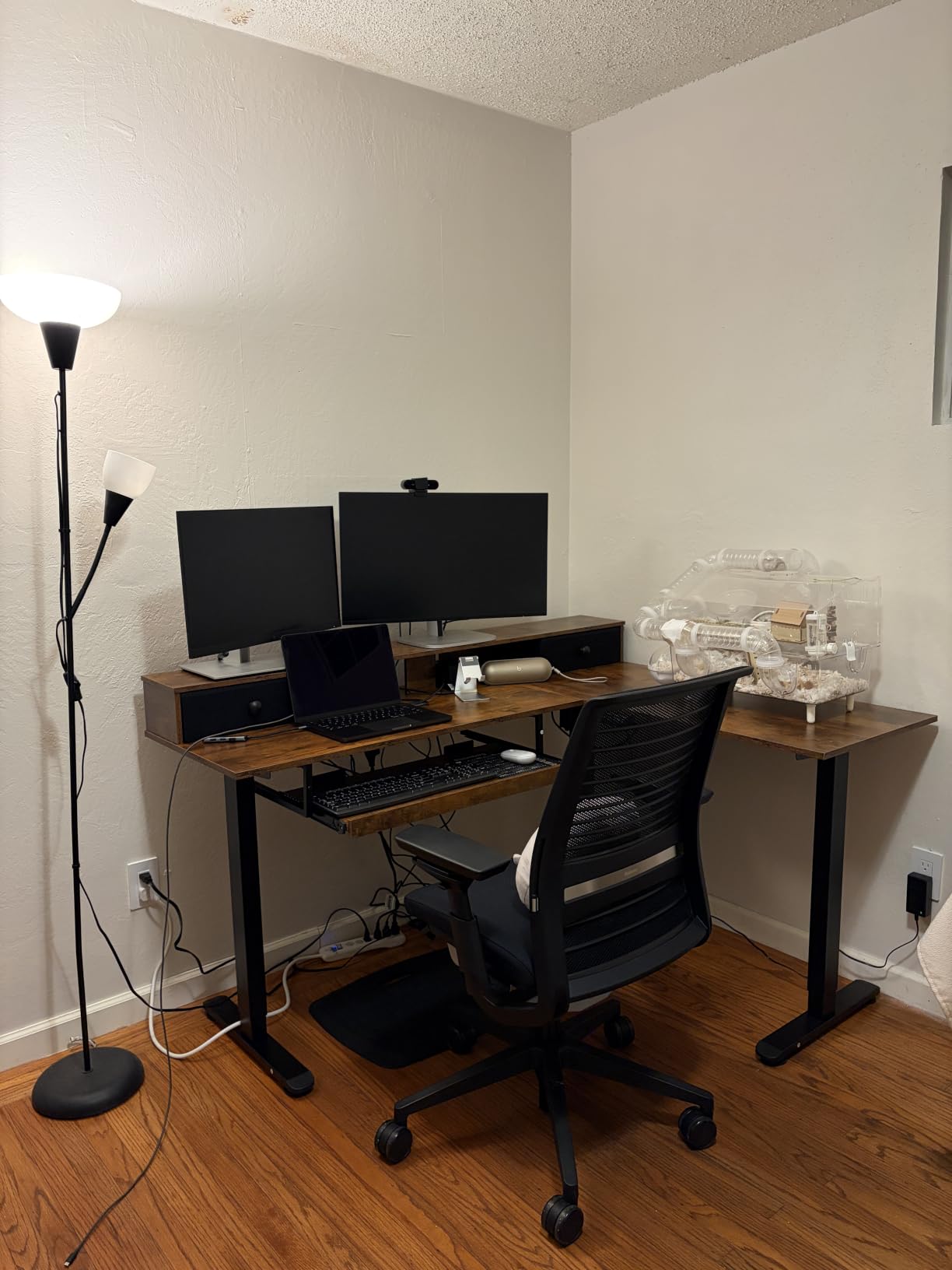 OffiGo 63 Inch Reversible L Shaped Electric Standing Desk, Black | Large Corner Height Adjustable Stand Up Desk, 3 Memory Presets, Sit Stand Table, Reinforced Frame for Home Office Workstation customer photo 2