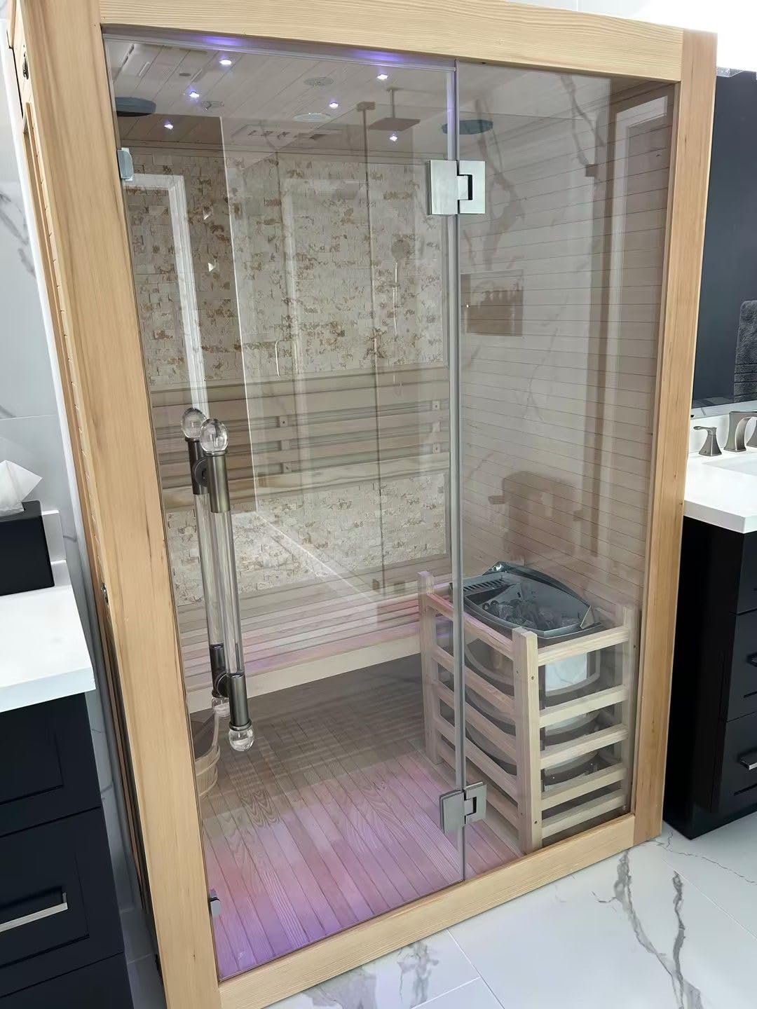 2 Person Indoor Traditional Wood Sauna, Canadian Hemlock, 6KW Harvia Heater customer photo 2