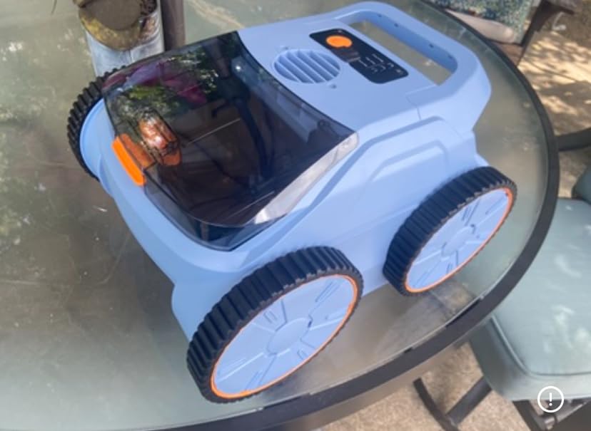 Cordless Robotic Pool Cleaner, 180 Mins Runtime Self-Parking Pool Vacuum for Above Ground Pools, Wall Climbing Automatic Pool Robot - NOT Suitable for Pools with Sharp Steps/Raised Drains customer photo 2