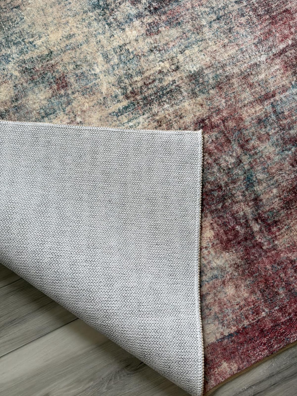 IOHOUZE Abstract Area Rugs and Runners Sets 2x3 and 2x5 Ft, Washable Entryway Rug and Runner Set, Non Slip Kitchen Rug Set, Printed Faux Wool Modern Floor Carpet for Hall Kitchen Entrance, Grey Beige customer photo 1