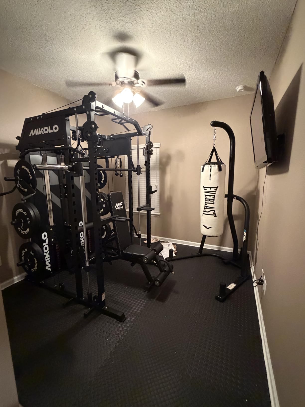 Mikolo Smith Machine with Weight Stack, Power Cage Home Gym System with LAT Pulldown & Cable Crossover, Multi-Functional Trainer with Dual Pulley System, Includes 10+ Free Attachments customer photo 1