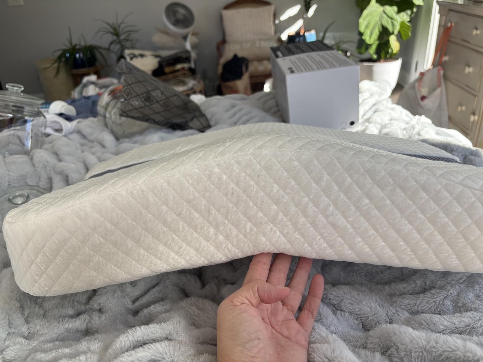 Anti-Snore Memory Foam Pillow for Side Sleepers, White | Snoring Relief, Multifunctional Ergonomic Design, Contoured Support for Comfortable Side Sleeping customer photo 2