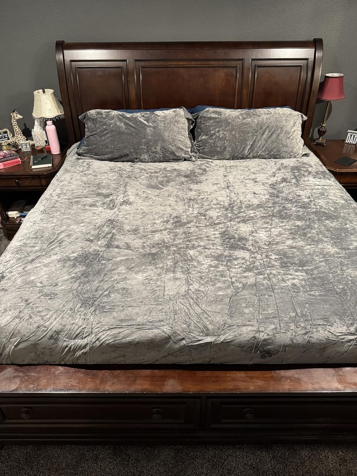 Ivellow Crushed Velvet Comforter Set King Size Purple 5 Pieces Bedding | Ultra soft lightweight breathable cozy flannel purple comforter, velvet bedding, 1 king comforter, 2 pillow shams, 2 Euro shams customer photo 2