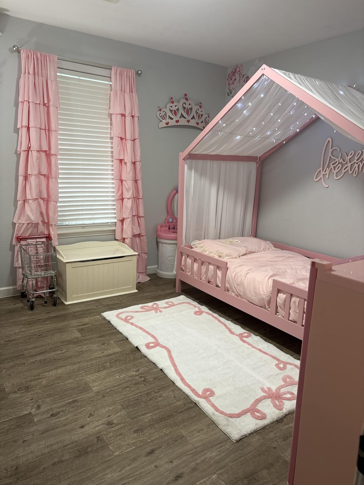 Twin Montessori House Bed with High Rails, Low Floor Beds with Roof & Canopy, Wood House Bed Frame for Boys Girls, No Box Spring Needed, Natural customer photo 2
