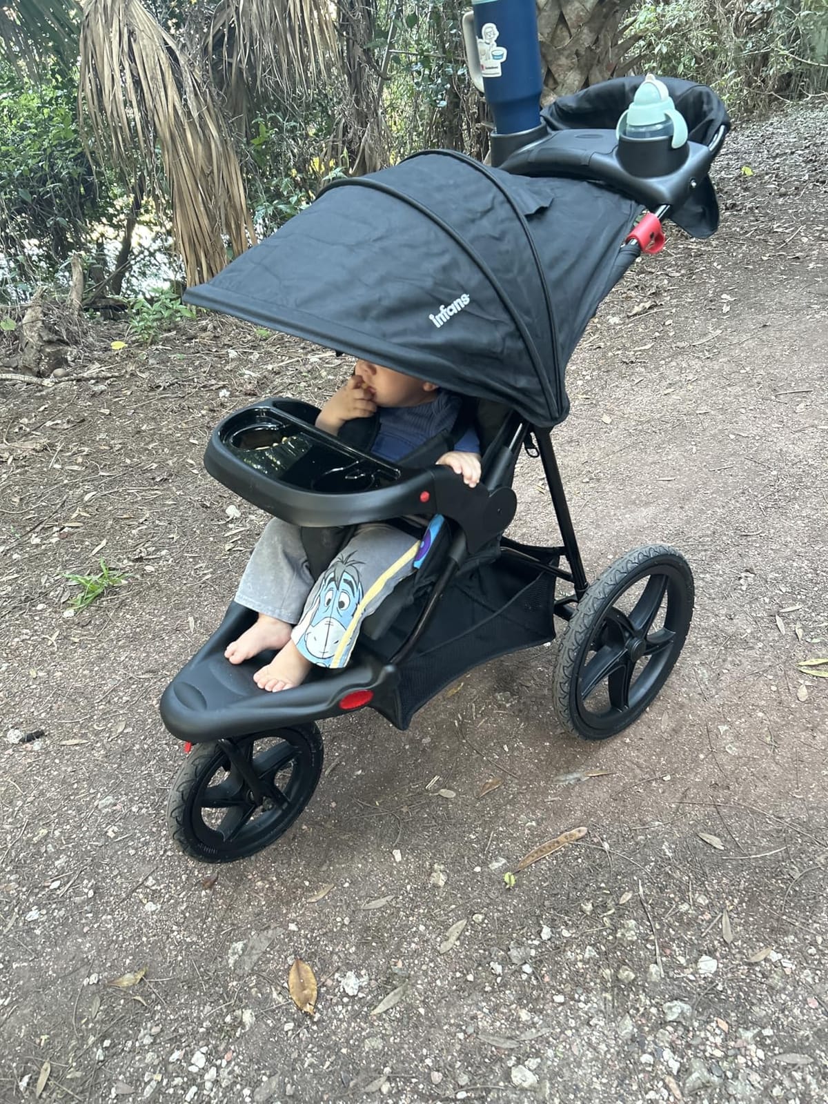 INFANS Jogging Stroller, Foldable Jogger with Air-Filled Tires Shock Absorbing Suspension Adjustable Backrest, Baby Running Strollers customer photo 1