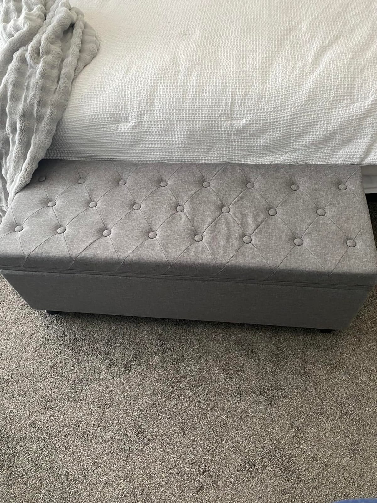 SONGMICS Storage Ottoman, 48 Inches Long Bed End Stool, Solid Wood Legs customer photo 2