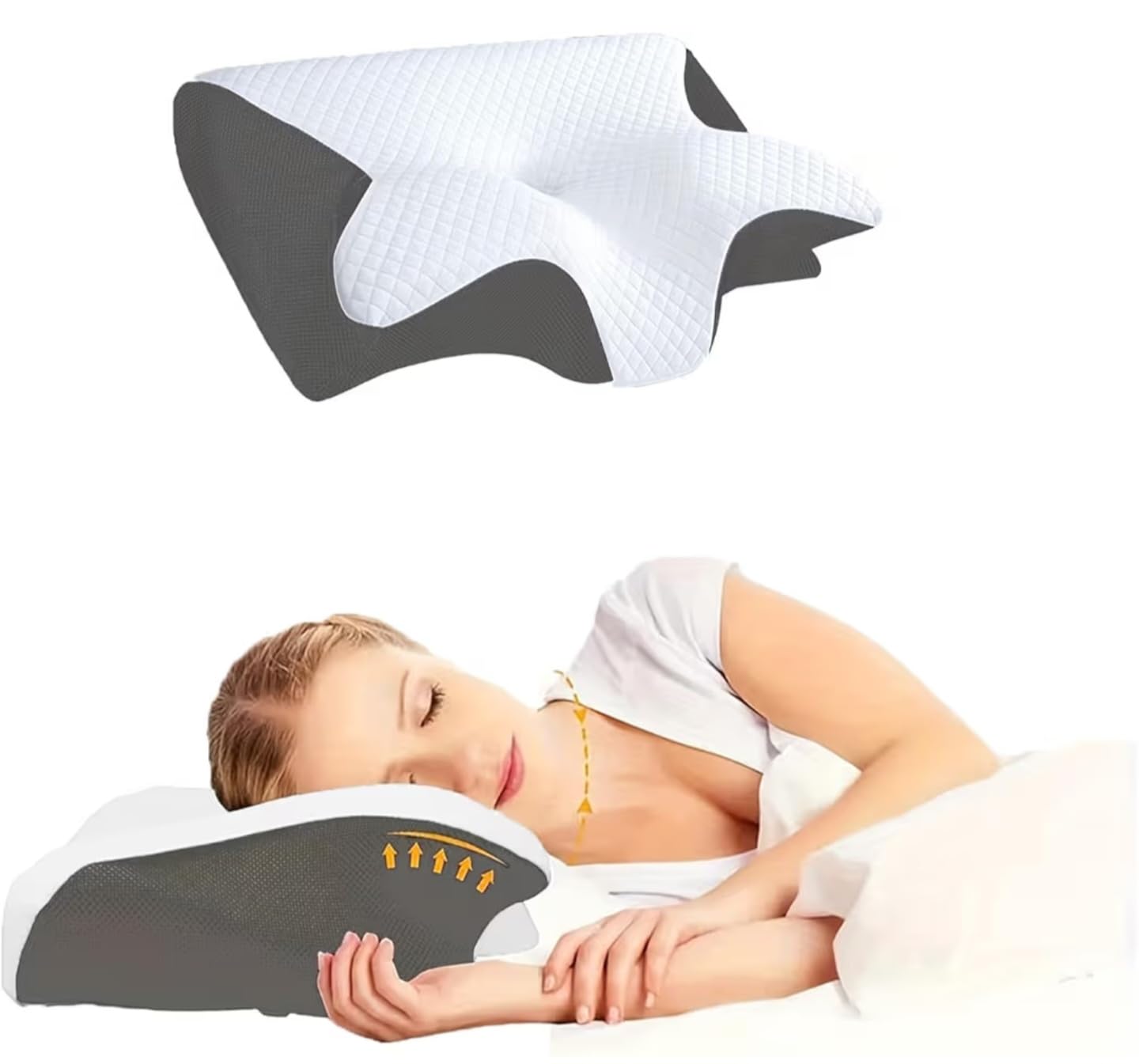 Sleep Apnea Pillow, Cervical Pillow for Neck Pain Relief, Orthopedic Memory Foam Neck Support Pillow for Side, Back & Stomach Sleepers, Anti-Snore Ergonomic Contour Pillow (Black) customer photo 1
