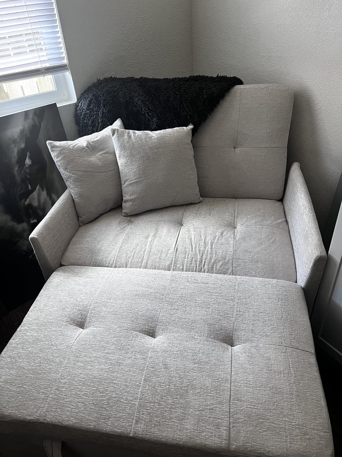 Loveseat Sleeper Sofa Convertible Sofa Bed, Pull out couch, Dark Grey | 3 in 1 couch bed with Phone Holder, Futon Sofa Bed with USB and Type-C Ports for Living Room, Adjustable Backrest customer photo 1