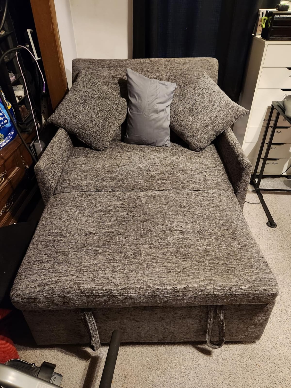 Loveseat Sleeper Sofa Convertible Sofa Bed, Pull out couch, Dark Grey | 3 in 1 couch bed with Phone Holder, Futon Sofa Bed with USB and Type-C Ports for Living Room, Adjustable Backrest customer photo 2