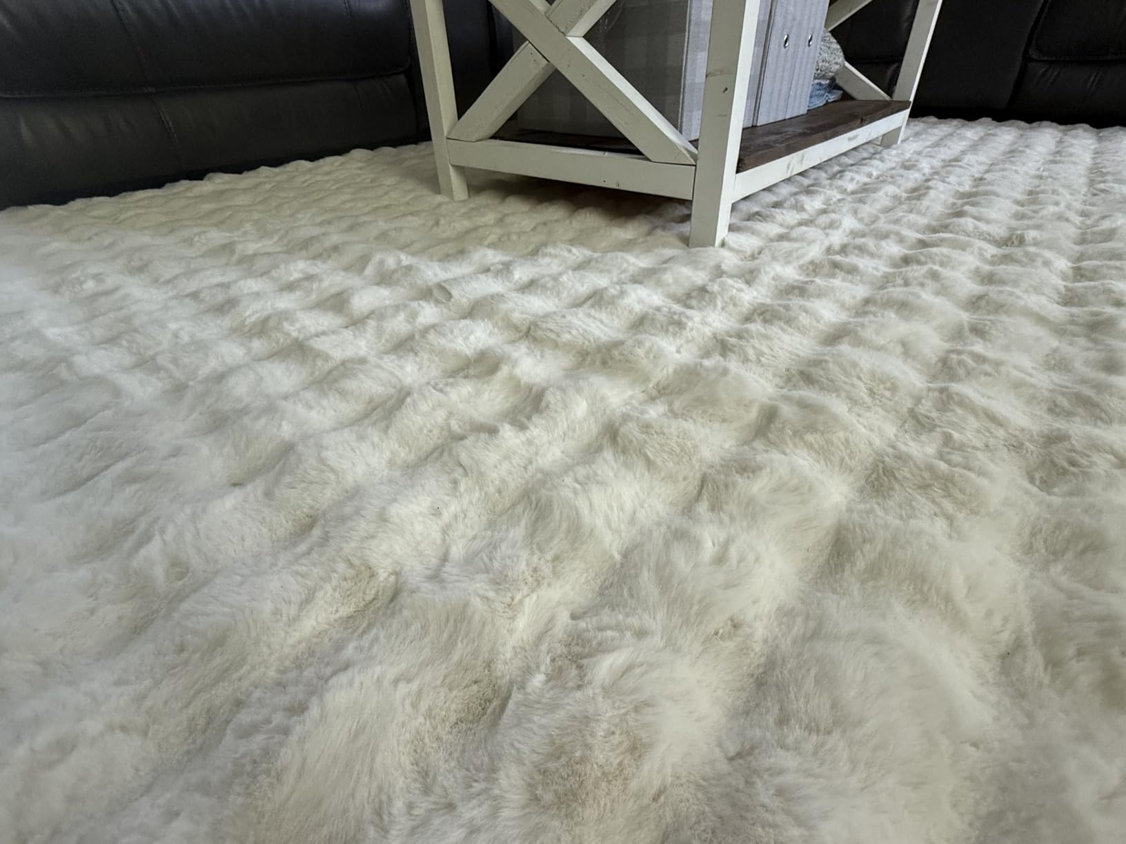 Pauwer Area Rugs for Living Room 4x6, Fluffy Faux Fur Bedroom Rug, Cream | Machine Washable, Ultra Soft Plush Shaggy, Non Slip, 3D Bubble Indoor Floor Carpet, For Dorms Playroom Nursery Entryway customer photo 2