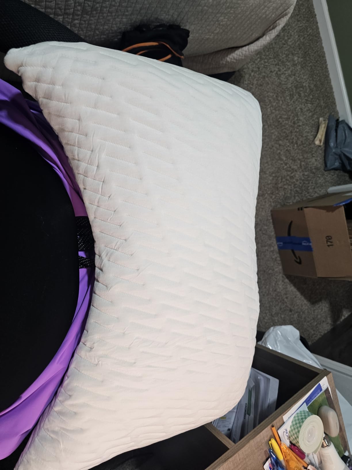 BLISSBURY Adjustable Talalay Latex Pillow, Crescent Shape, Queen Size | Customizable loft, Talalay shredded latex blend, washable cover customer photo 1