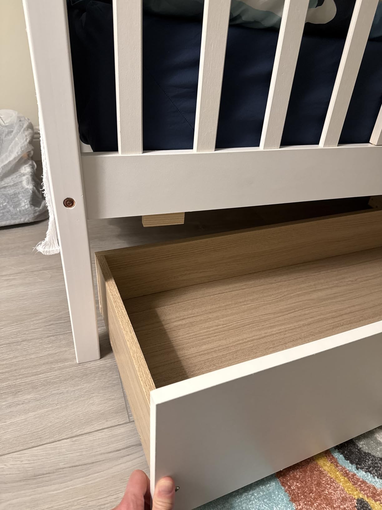 KOMFOTT Full Size House Bed for Kids, Full Storage Bed with Roof & Fence Rails, Wood Bed Frame with Storage Box & 2 Rolling Drawers for Boys & Girls, No Box Spring Needed (Natural) customer photo 1