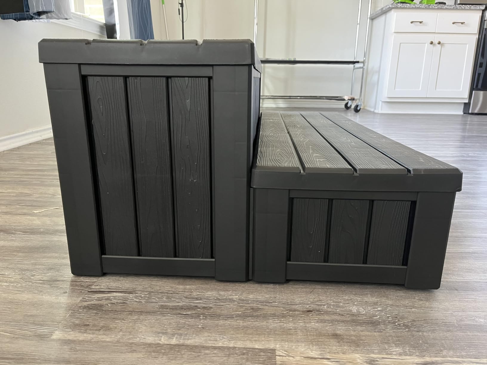 Plastic Hot Tub Steps with Storage, Spa Steps Outdoor Stairs, 36.6 Inches Long - Non-Slip All Weather Top & Feet, 32 Gallon Capacity, Waterproof for Porch/RV/Deck, Sturdy Plastic Frame, Black customer photo 2