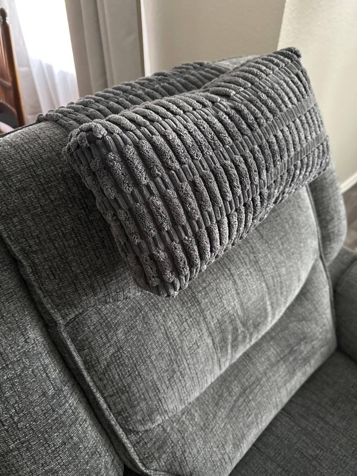 Recliner Pillow, Adjustable Neck Pillow for Recliner | Soft Corduroy, Weighted Non-Slip Flap, Adjustable Filling, Washable Cover, Ideal for Recliners, Sofas, Office Chairs customer photo 1