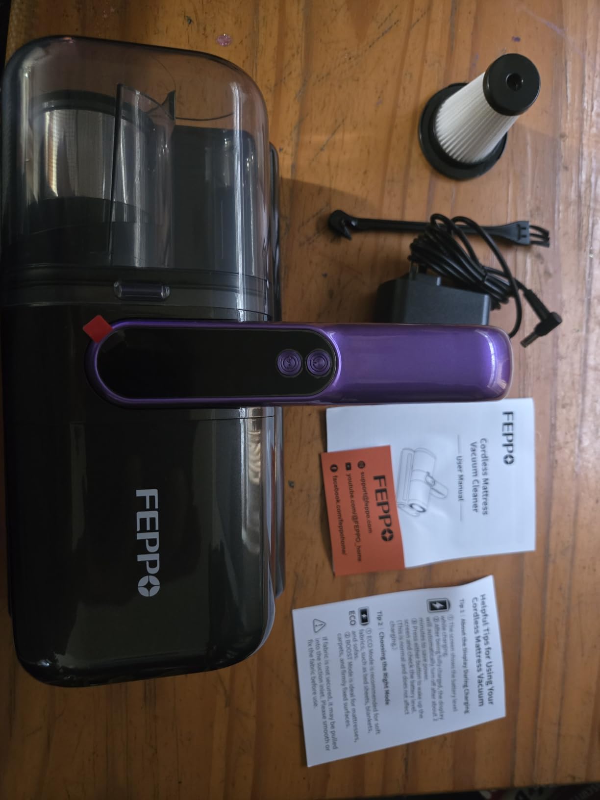 FEPPO Cordless Mattress Vacuum Cleaner, 18Kpa Strong Suction Bed Vacuum | 253.7nm UV-C Light, Ultrasonic, Dust Sensor & LED Display, 52800 BPM Handheld Vacuums for Bed, Sofa, Couch, Crib customer photo 1
