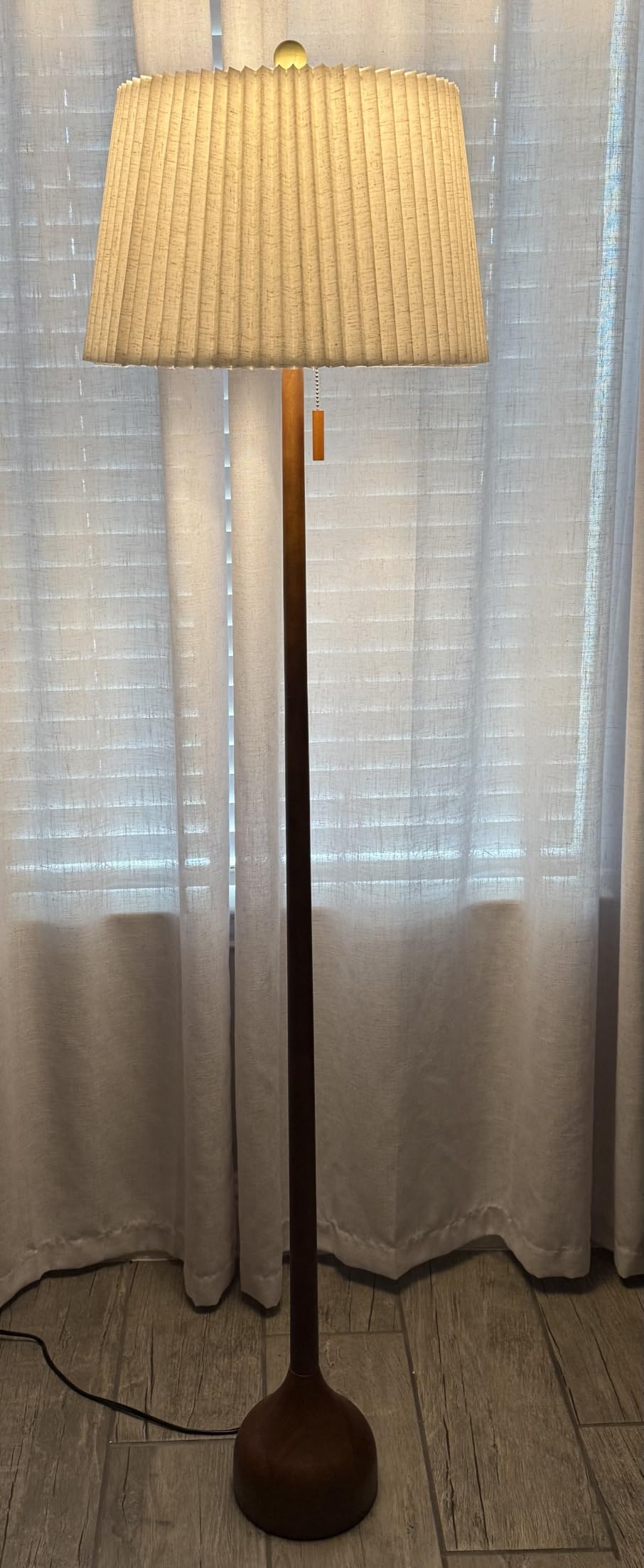 MOFFE Mid Century Modern Real Wood Floor Lamp with 2 Shades for Two Looks | 65