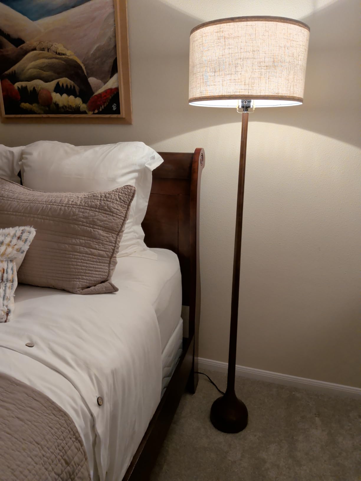 MOFFE Mid Century Modern Real Wood Floor Lamp with 2 Shades for Two Looks | 65