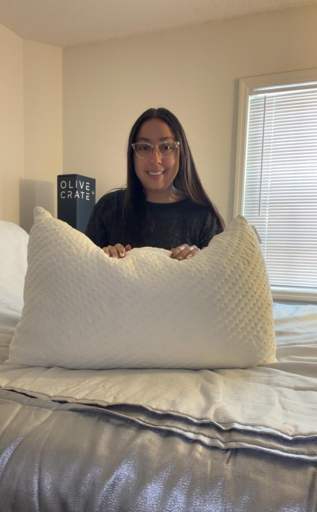 Olive + Crate Adjustable Loft Shredded Memory Foam Pillow - Crescent | BreathePure™ Breathable Pillow, Hypoallergenic, CertiPUR-US Certified, for Back, Stomach, Side Sleepers customer photo 2