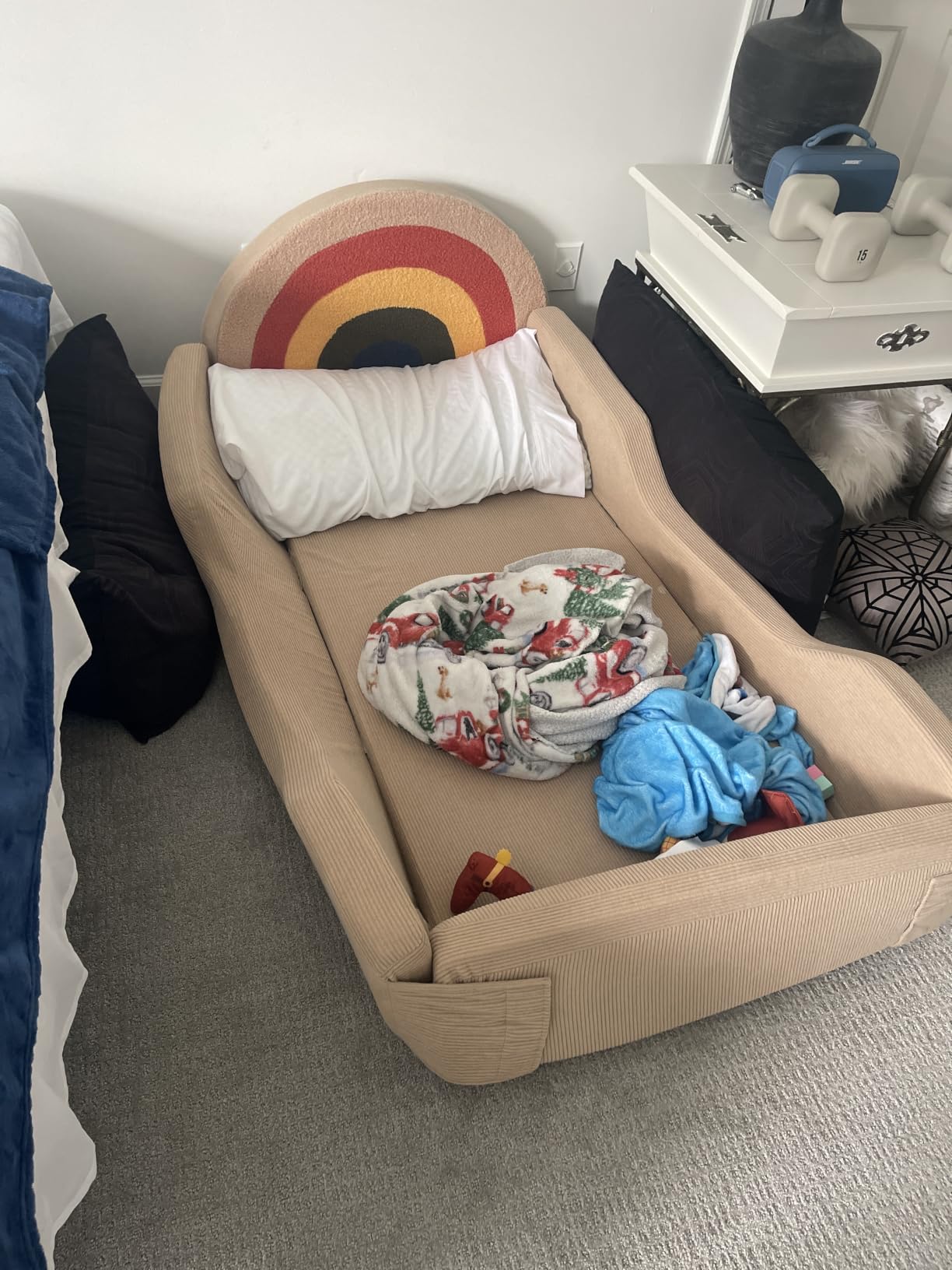 Toddler Bed with Mattress Included, Rainbow Toddler Floor Beds No Assembly Needed, Soft Foam Kids Floor Bed with Fold-Down Rails, No Wood Frame Safety Floor Beds for Boys and Girls Aged 2-8 Years customer photo 1