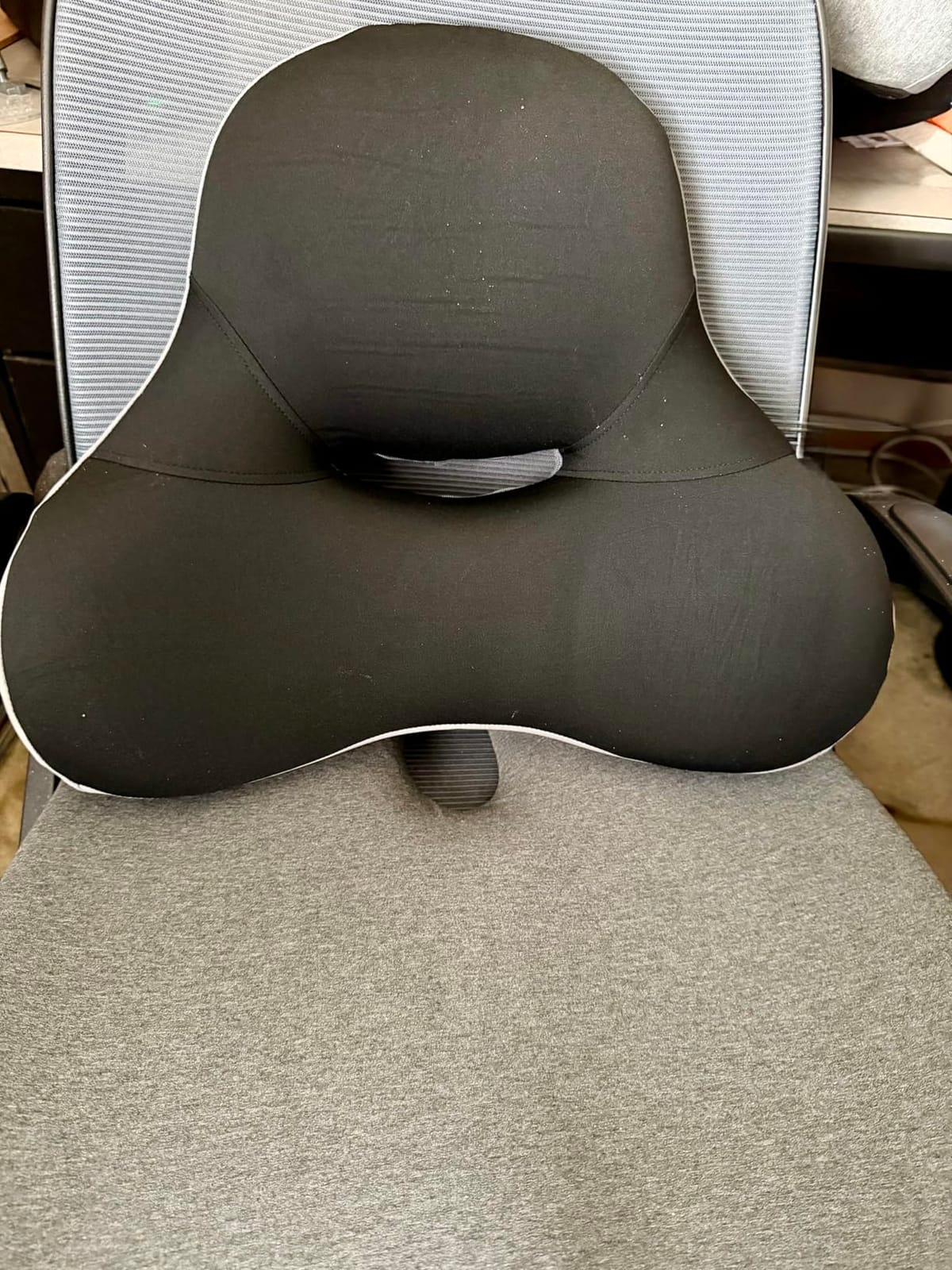BEBAS Ergonomic Memory Foam Lumbar Support Pillow for Car & Office | Wraparound Side Wings for Back Support, Lumbar Cushion with Fixed Ring, Breathable Washable Cover, Fits Driving, Work, Gray customer photo 2