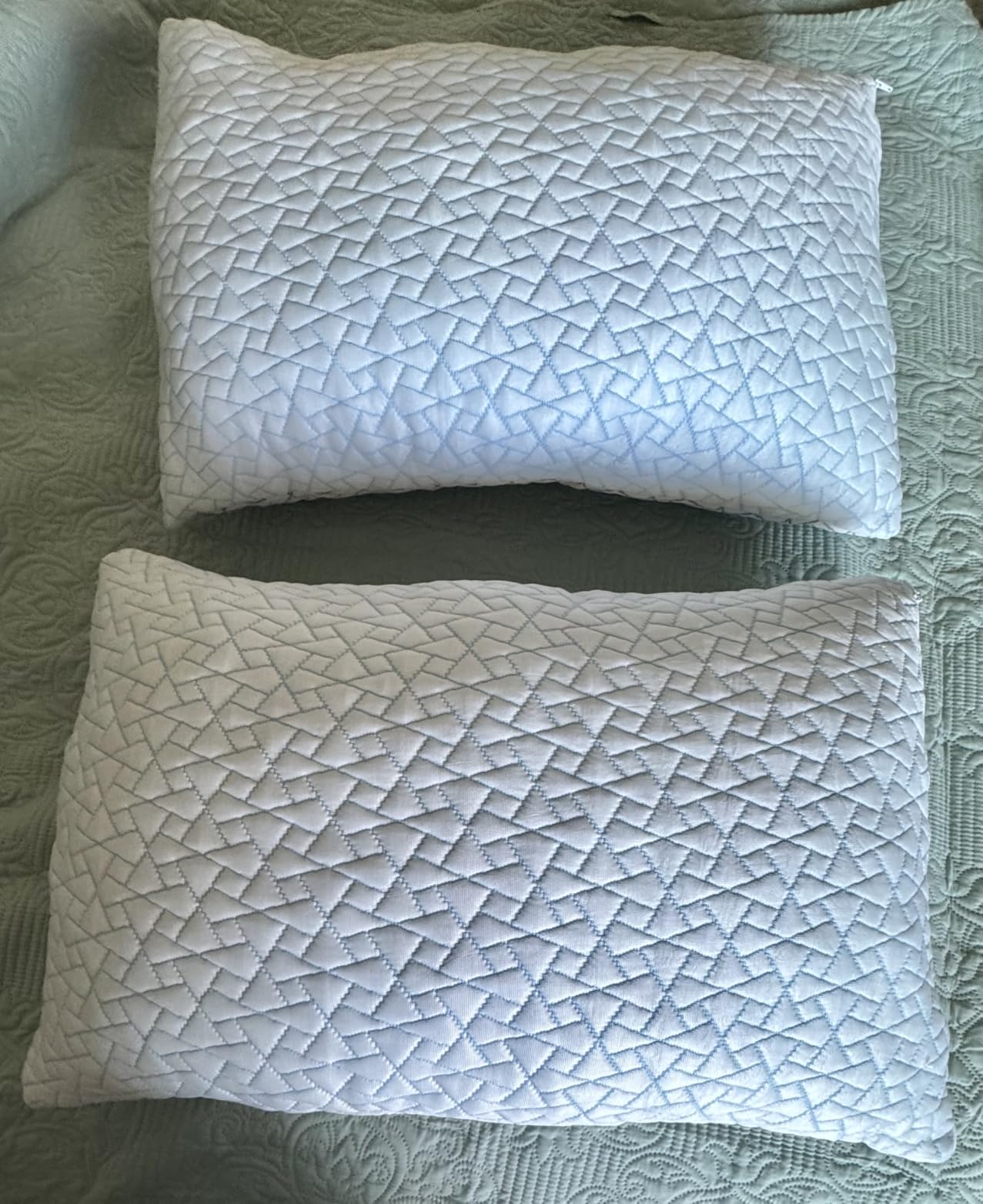 Alkyonos Cooling Pillow for Sleeping: Adjustable Shredded Memory Foam Bed Pillow, Queen Size Set of 2 with Ice Cover, Breathable & Supportive for Side, Back and Stomach Sleepers customer photo 2
