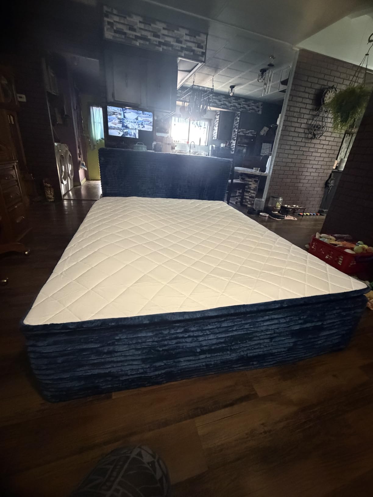 Queen Boneless Bed Frame with Mattress, 16 Inch Memory Foam Mattress with Plush Fabric Upholstered Bed Frame Platform, No Assembly Required, Cool Night & Relieve Pressure with Medium Support, Beige customer photo 2