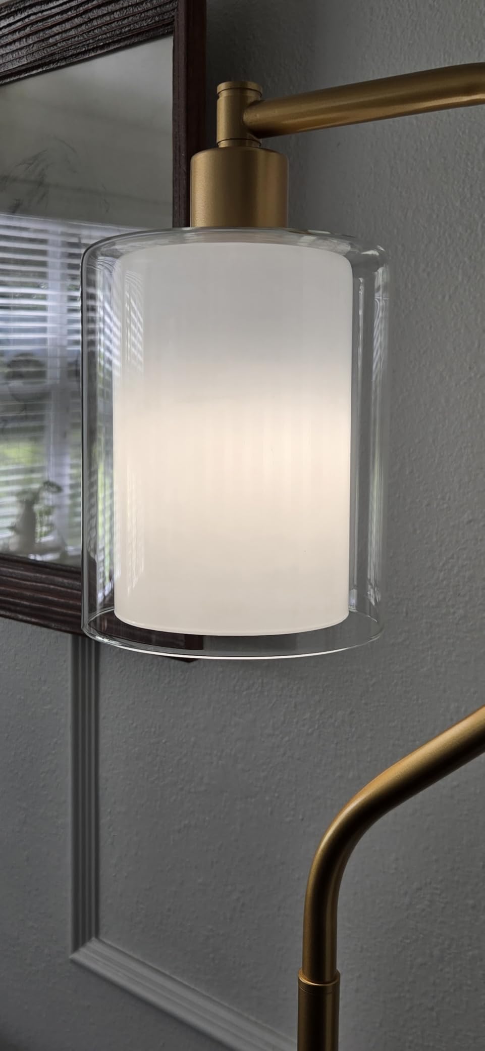 SIBRILLE Dimmable Gold Floor Lamp with Double Glass Shade | Modern Floor Lamp with Remote & Foot Switch, 3 Color Temperatures, 9W Bulb, Corner lamp for Home Decor, Living Room, Bedroom customer photo 1