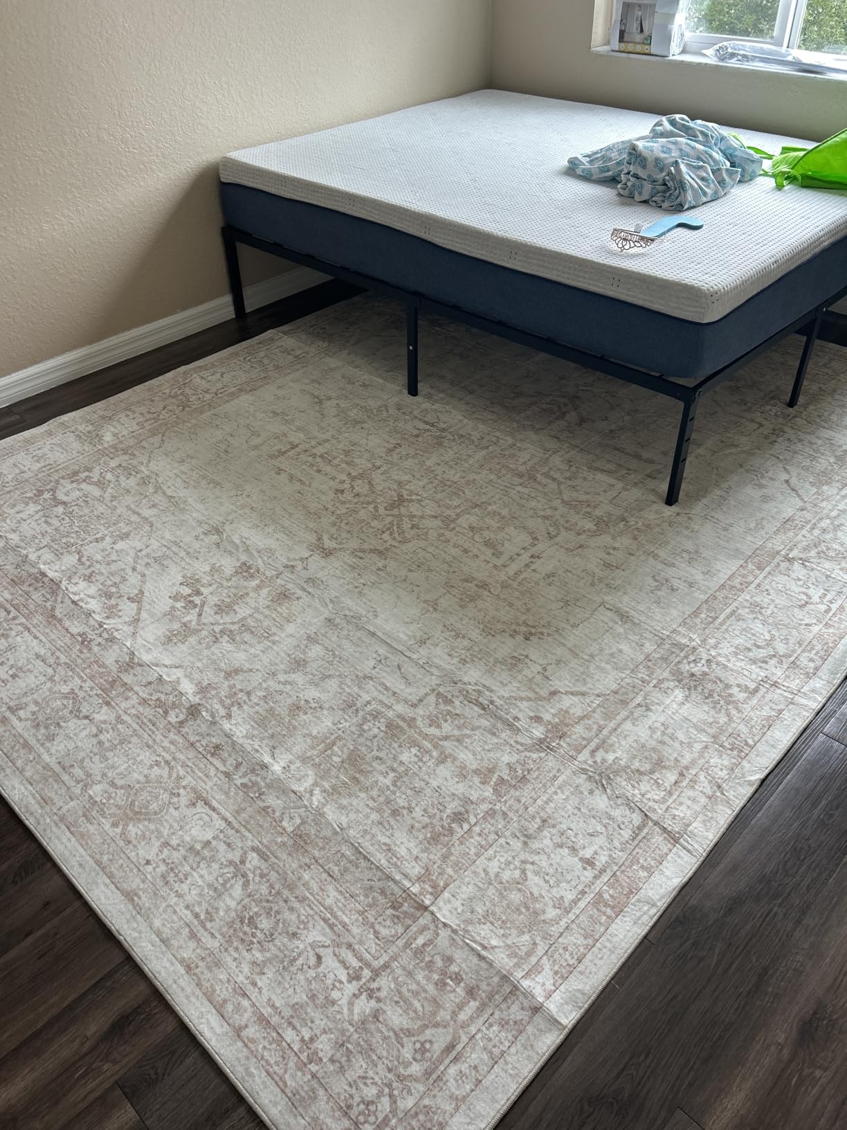 8x10 Washable Area Rugs for Living Room Beige White Non-Slip Rug | Vintage Medallion Rug, Soft Low Pile Large Rugs, Indoor Retro Carpet for Bedroom Nursery Dining Table Farmhouse Home Office customer photo 2