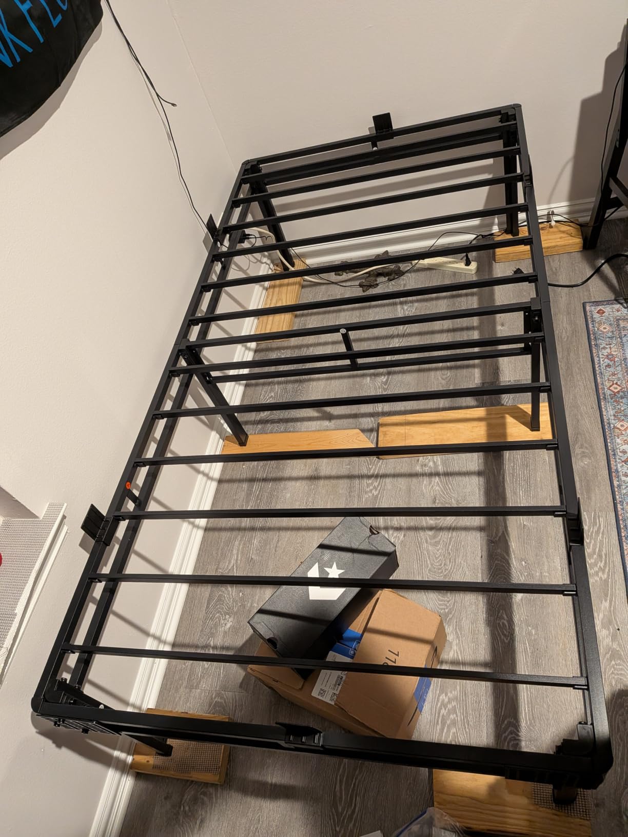Superay King Bed Frame, 18 inch Metal Bed Frame & Box Spring 2 in 1 Design | Double Layer Bed Frame with Rounded Legs, Heavy Duty Platform Support 4000lbs, with Matress Gasket & headboard Adapter, Black customer photo 2