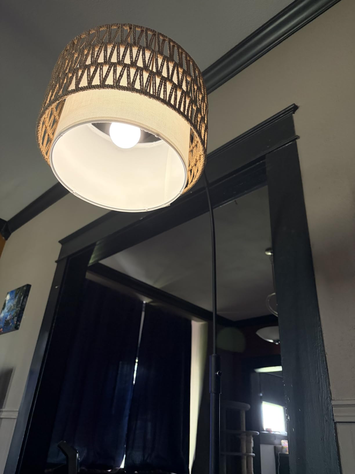 Boho Rattan Arc Floor Lamp, 71