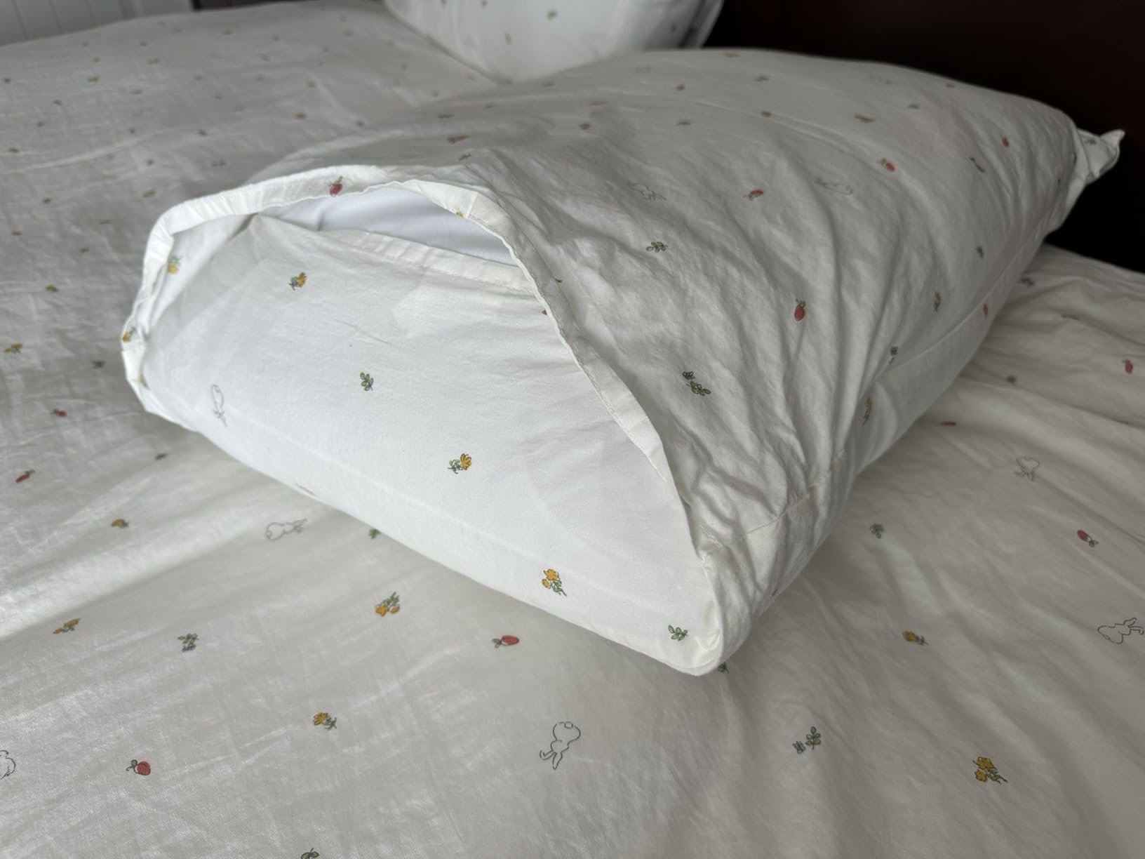ECOCOTT Floral Duvet Cover Queen Size, 100% Washed Cotton Linen Feel Bedding Set, 3pcs Vintage Garden Flower Comforter Cover with Zipper Closure & Corner Ties customer photo 2