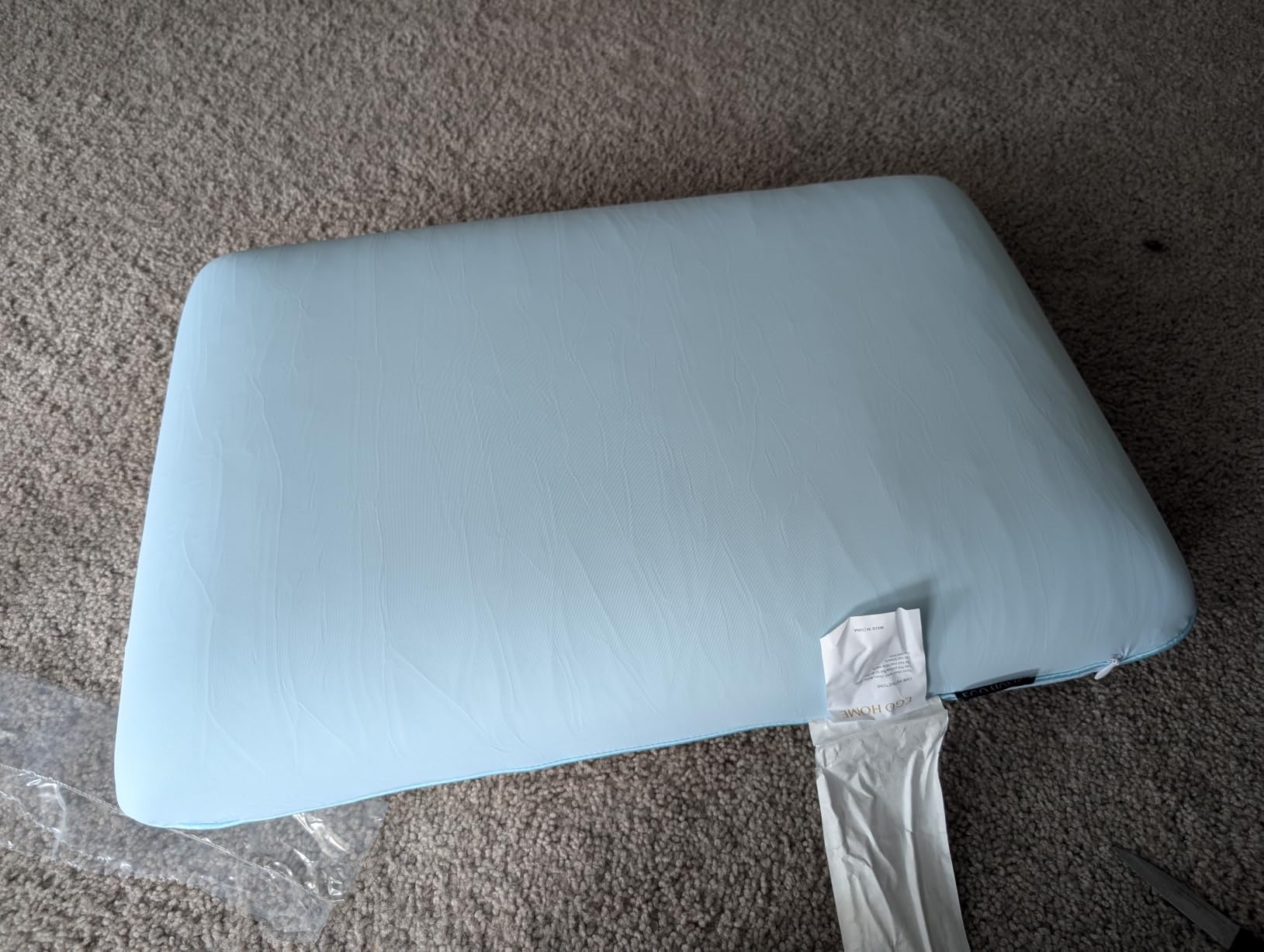 EGOHOME Cooling Gel Memory Foam Pillow, Reversible, Neck Support, Queen | For Side, Back & Stomach Sleepers, Removable Machine Washable Cooling Cover, All-Season Comfort, Queen Size, Blue customer photo 2