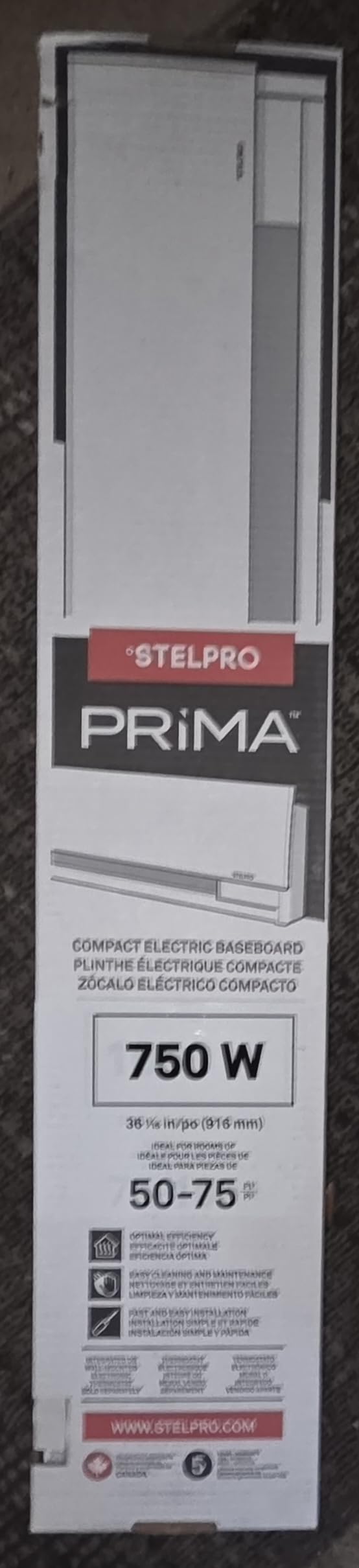 Stelpro Prima Electric Baseboard Heater, 750W / 120V, 36-1/16-In Long x 7-In High, Rooms up to 75 sq. ft., Discreet Design (ASPRM0751W) - White customer photo 2